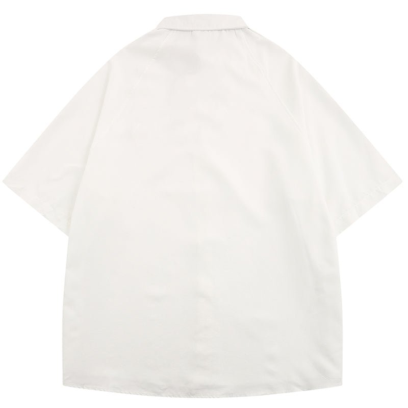 Short Sleeve Denim Shirt Embroidery Letter Streetwear Brand Techwear Combat Tactical YUGEN THEORY