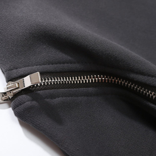 Side Zipper Embroidered Alphabet Tassels Oversized Hoodie Streetwear Brand Techwear Combat Tactical YUGEN THEORY