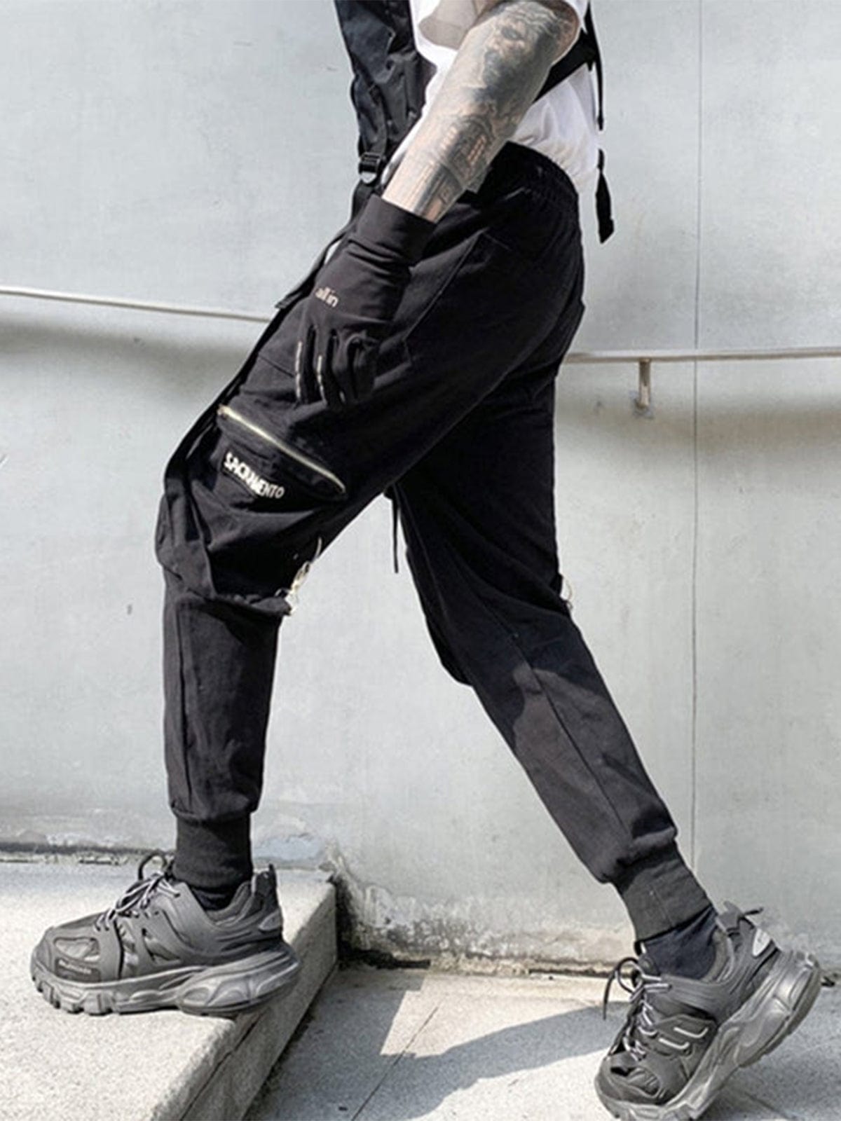 Side Zipper Pockets Ribbons Cargo Pants Streetwear Brand Techwear Combat Tactical YUGEN THEORY