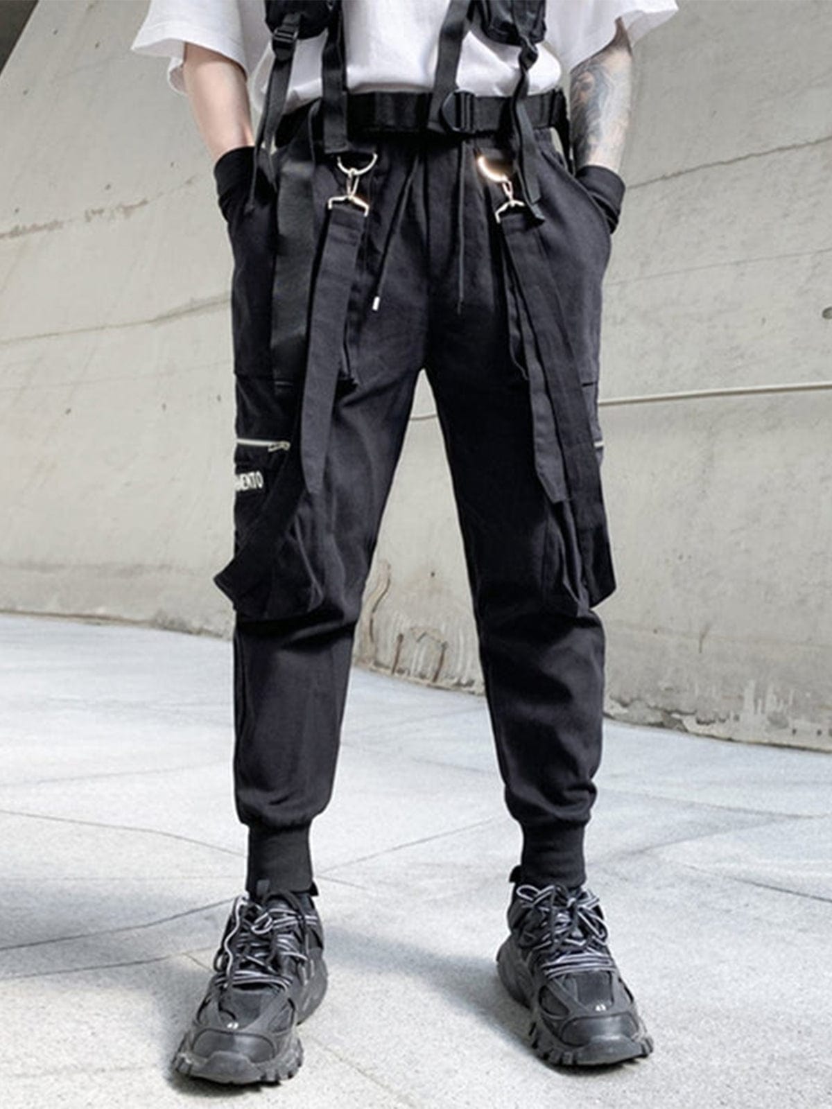 Side Zipper Pockets Ribbons Cargo Pants Streetwear Brand Techwear Combat Tactical YUGEN THEORY