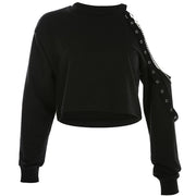 Single Shoulder Hollow Long Sleeve T Shirt Streetwear Brand Techwear Combat Tactical YUGEN THEORY