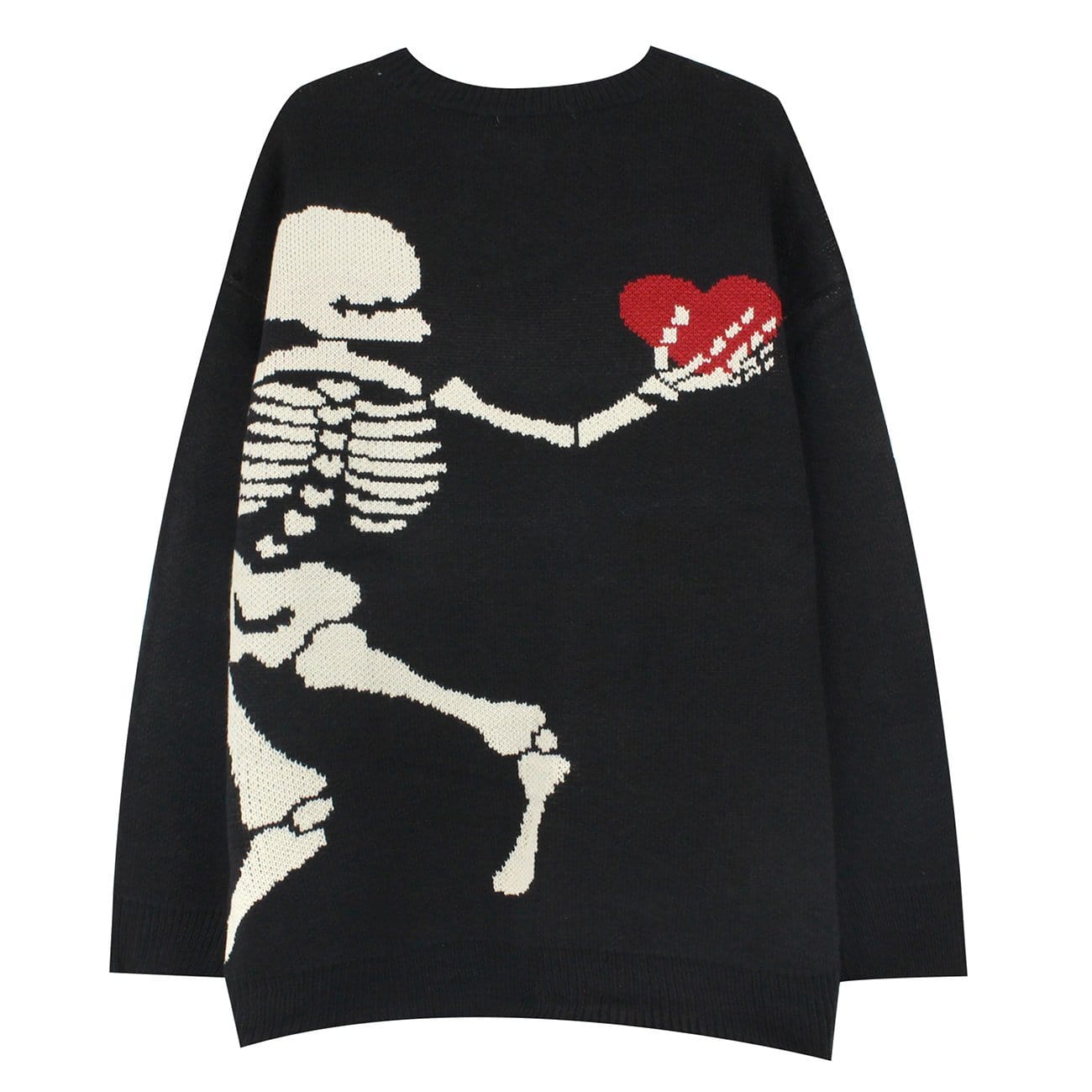 Skeleton Holding Heart Knitted Sweater Streetwear Brand Techwear Combat Tactical YUGEN THEORY