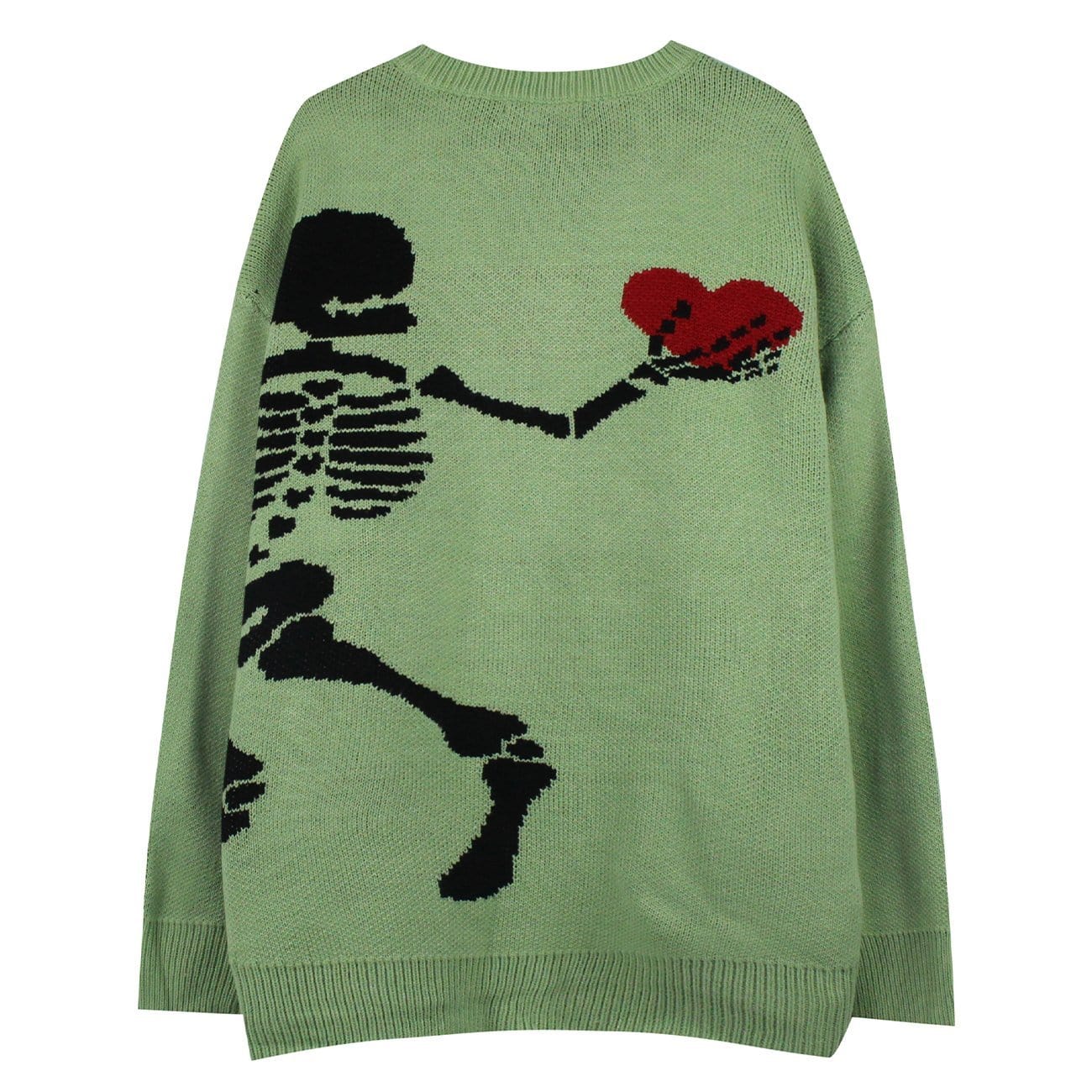 Skeleton Holding Heart Knitted Sweater Streetwear Brand Techwear Combat Tactical YUGEN THEORY