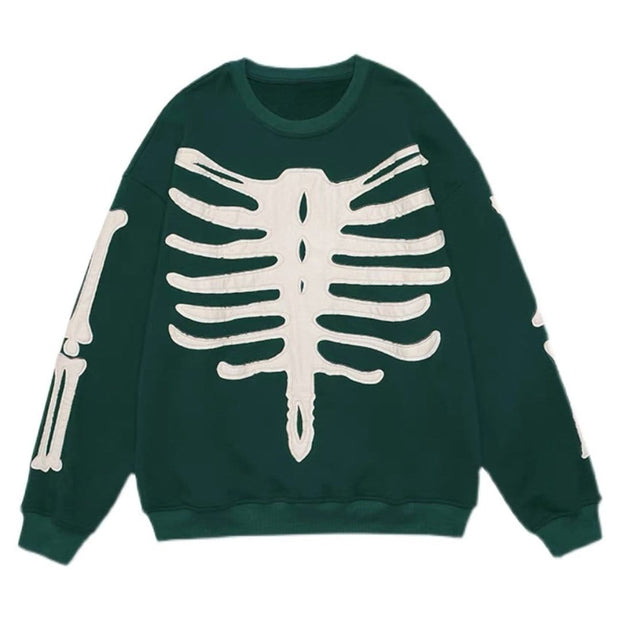 Skeleton Patchwork Overisized Sweatshirt Streetwear Brand Techwear Combat Tactical YUGEN THEORY