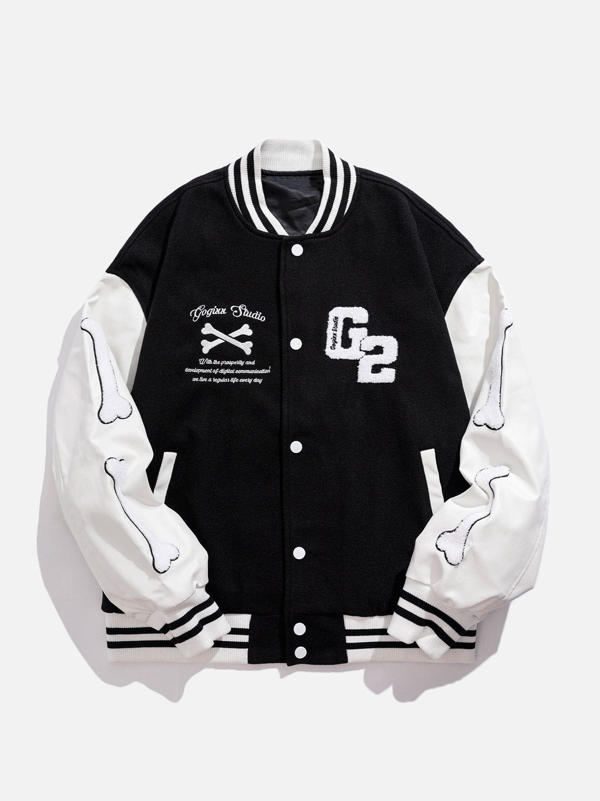 Skeleton Print Varsity Jacket Streetwear Brand Techwear Combat Tactical YUGEN THEORY