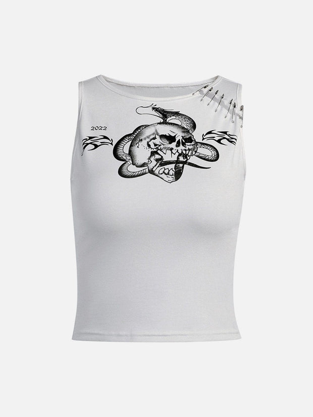 Skull Snake Print Vest Streetwear Brand Techwear Combat Tactical YUGEN THEORY