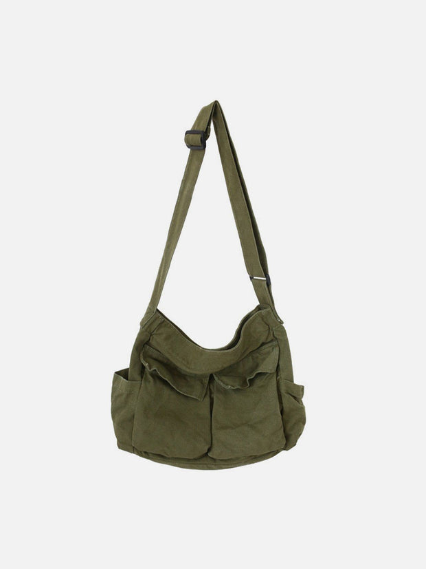 Solid Color Big Pocket Shoulder Bag Streetwear Brand Techwear Combat Tactical YUGEN THEORY