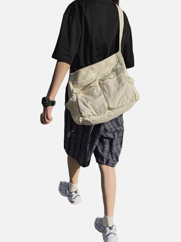 Solid Color Big Pocket Shoulder Bag Streetwear Brand Techwear Combat Tactical YUGEN THEORY