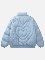 Solid Color Heart Design Winter Coat Streetwear Brand Techwear Combat Tactical YUGEN THEORY
