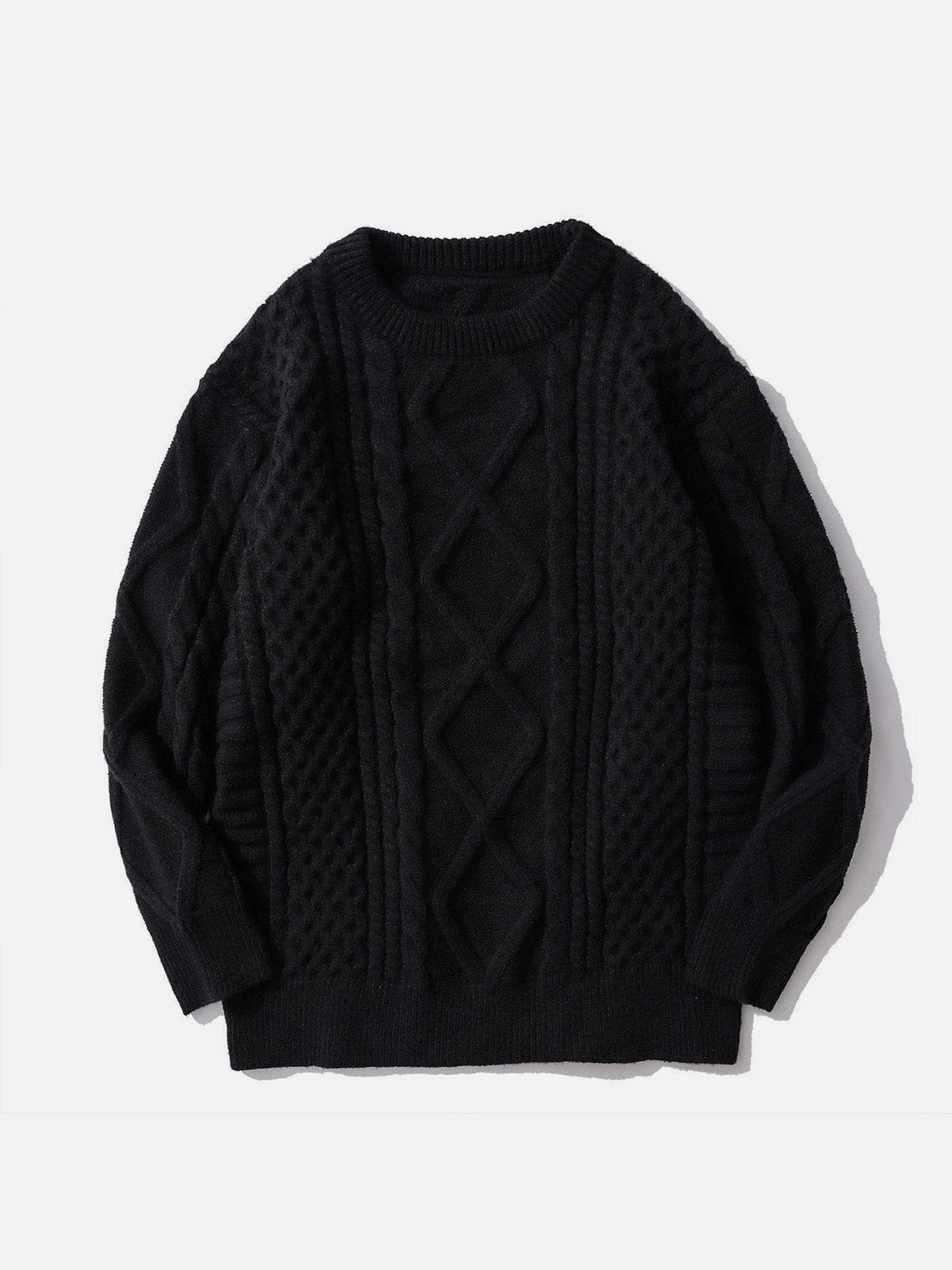 Solid Color Woven Pattern Knit Sweater Streetwear Brand Techwear Combat Tactical YUGEN THEORY