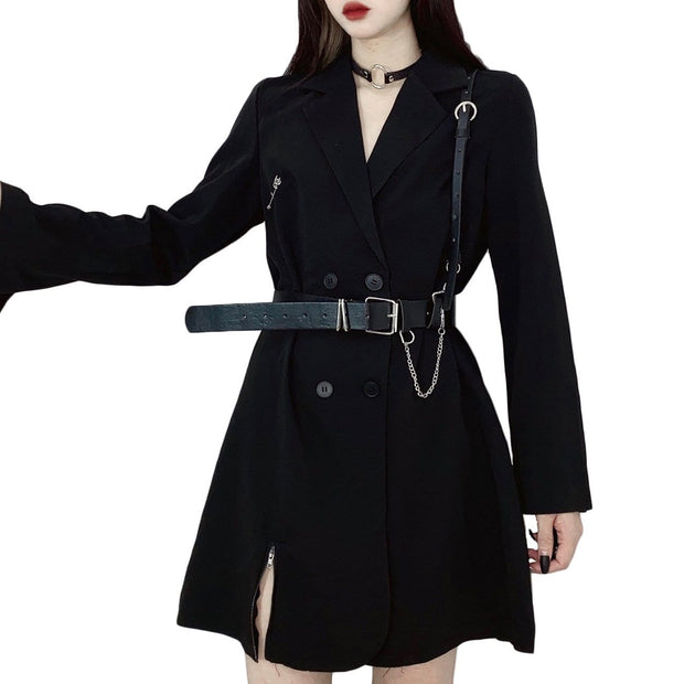 Solid Color Zipper Slits Dress Streetwear Brand Techwear Combat Tactical YUGEN THEORY