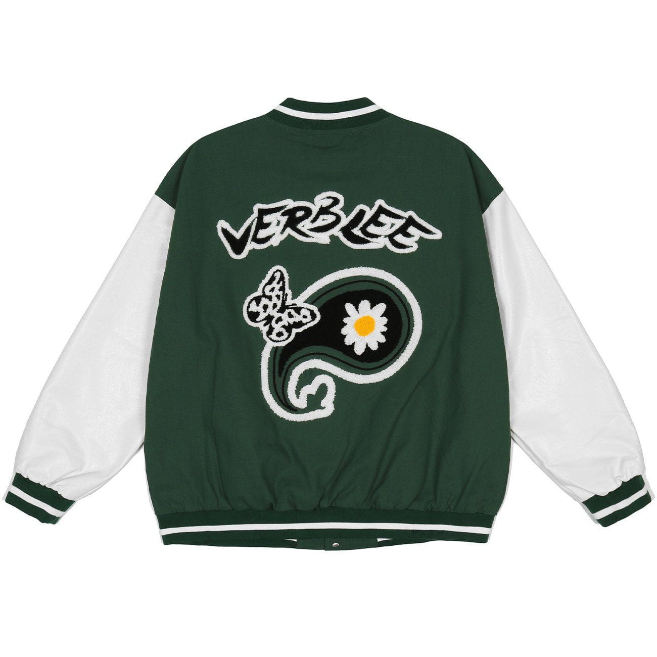 Spotted Butterfly Daisy Embroidery Varsity Jacket Streetwear Brand Techwear Combat Tactical YUGEN THEORY