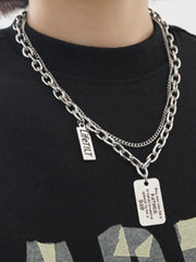 Square Letters Double Layer Necklace Streetwear Brand Techwear Combat Tactical YUGEN THEORY