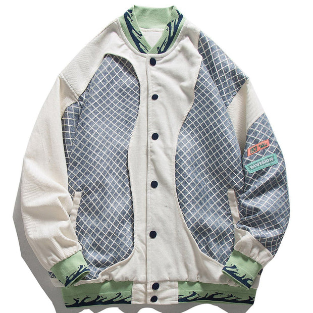Stitch Checkerboard Varsity Jacket Streetwear Brand Techwear Combat Tactical YUGEN THEORY