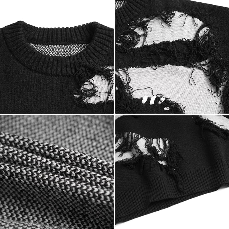 Streetwear Sweater Fringed Hole Streetwear Brand Techwear Combat Tactical YUGEN THEORY