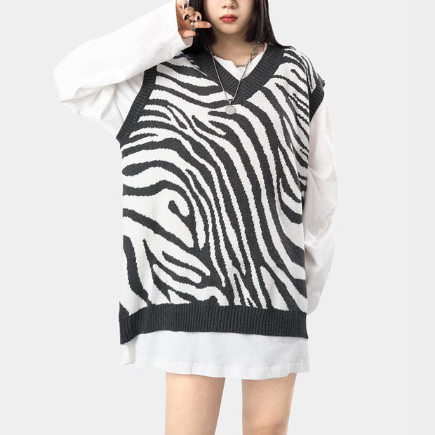 Stylish Sweater Vest Zebra Texture Streetwear Brand Techwear Combat Tactical YUGEN THEORY