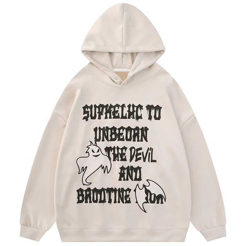 Suede Hoodie Embroidery Devil Streetwear Brand Techwear Combat Tactical YUGEN THEORY