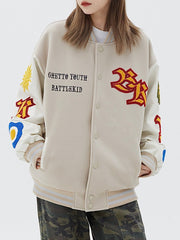 Sun Flowers Embroidery Varsity Jacket Streetwear Brand Techwear Combat Tactical YUGEN THEORY