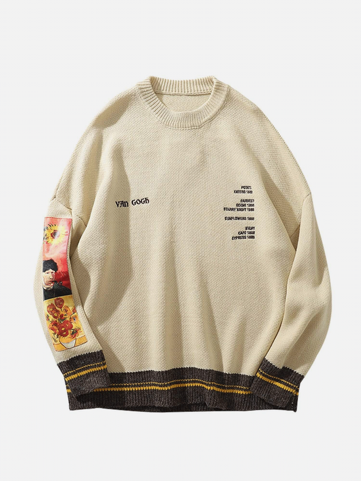 Sunflowers & Self-portrait of Van Gogh Sweater Streetwear Brand Techwear Combat Tactical YUGEN THEORY
