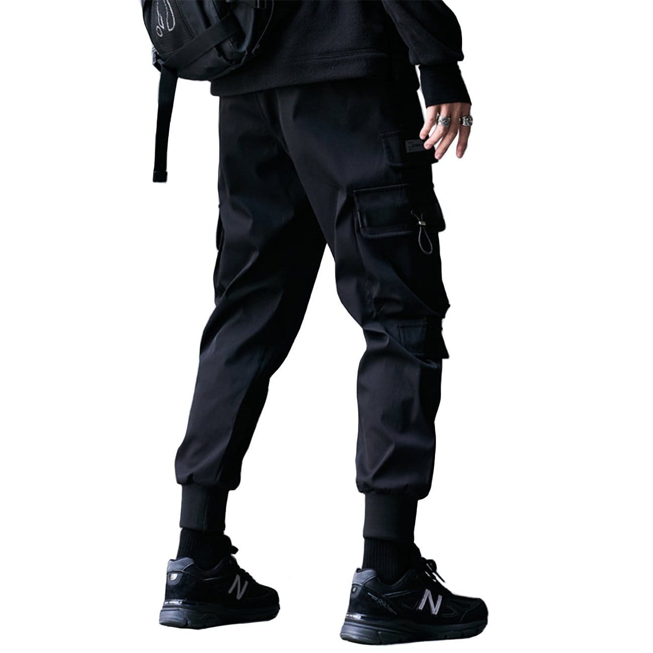 Techwear Big Zipper Pockets Print Thick Fleece Cargo Pants Streetwear Brand Techwear Combat Tactical YUGEN THEORY