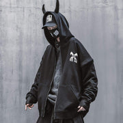 Techwear Devil Horns Cardigan Hoodies Streetwear Brand Techwear Combat Tactical YUGEN THEORY