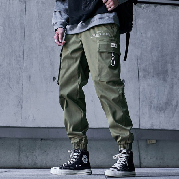 Techwear Drawstring Pocket Print Thick Fleece Cargo Pants Streetwear Brand Techwear Combat Tactical YUGEN THEORY