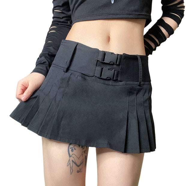 Techwear High Waist Buckle Cropped Skirt Streetwear Brand Techwear Combat Tactical YUGEN THEORY