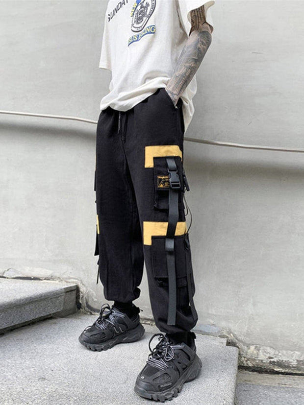 Techwear Patchwork Pockets Ribbons Cargo Pants Streetwear Brand Techwear Combat Tactical YUGEN THEORY
