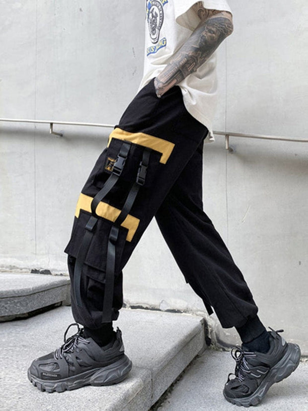 Techwear Patchwork Pockets Ribbons Cargo Pants Streetwear Brand Techwear Combat Tactical YUGEN THEORY