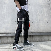 Techwear Patchwork Ribbons Cargo Pants Streetwear Brand Techwear Combat Tactical YUGEN THEORY