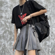 Techwear Personality Belt High Waist Pleated Skirt Streetwear Brand Techwear Combat Tactical YUGEN THEORY