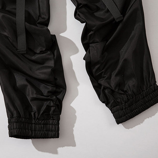 Techwear Ribbons Elastic Pleated Cargo Pants Streetwear Brand Techwear Combat Tactical YUGEN THEORY