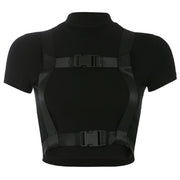 Techwear Slim Ribbons Short Sleeve T-shirt Streetwear Brand Techwear Combat Tactical YUGEN THEORY