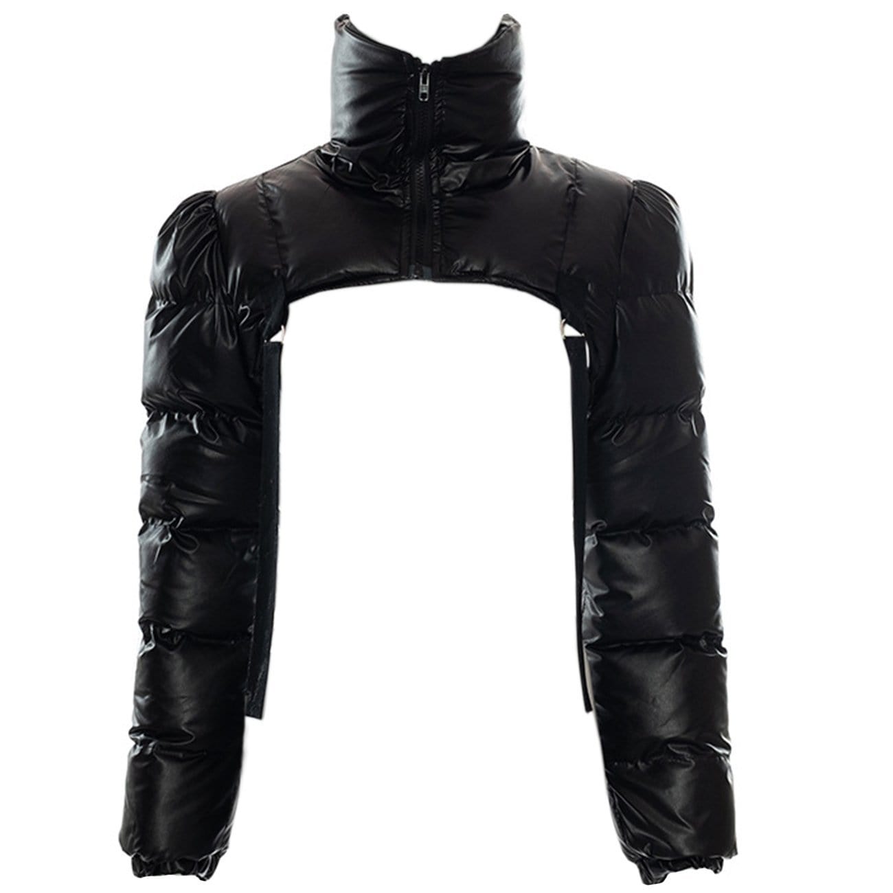 Techwear Solid Ribbons Turtleneck Cropped Winter Coat Streetwear Brand Techwear Combat Tactical YUGEN THEORY