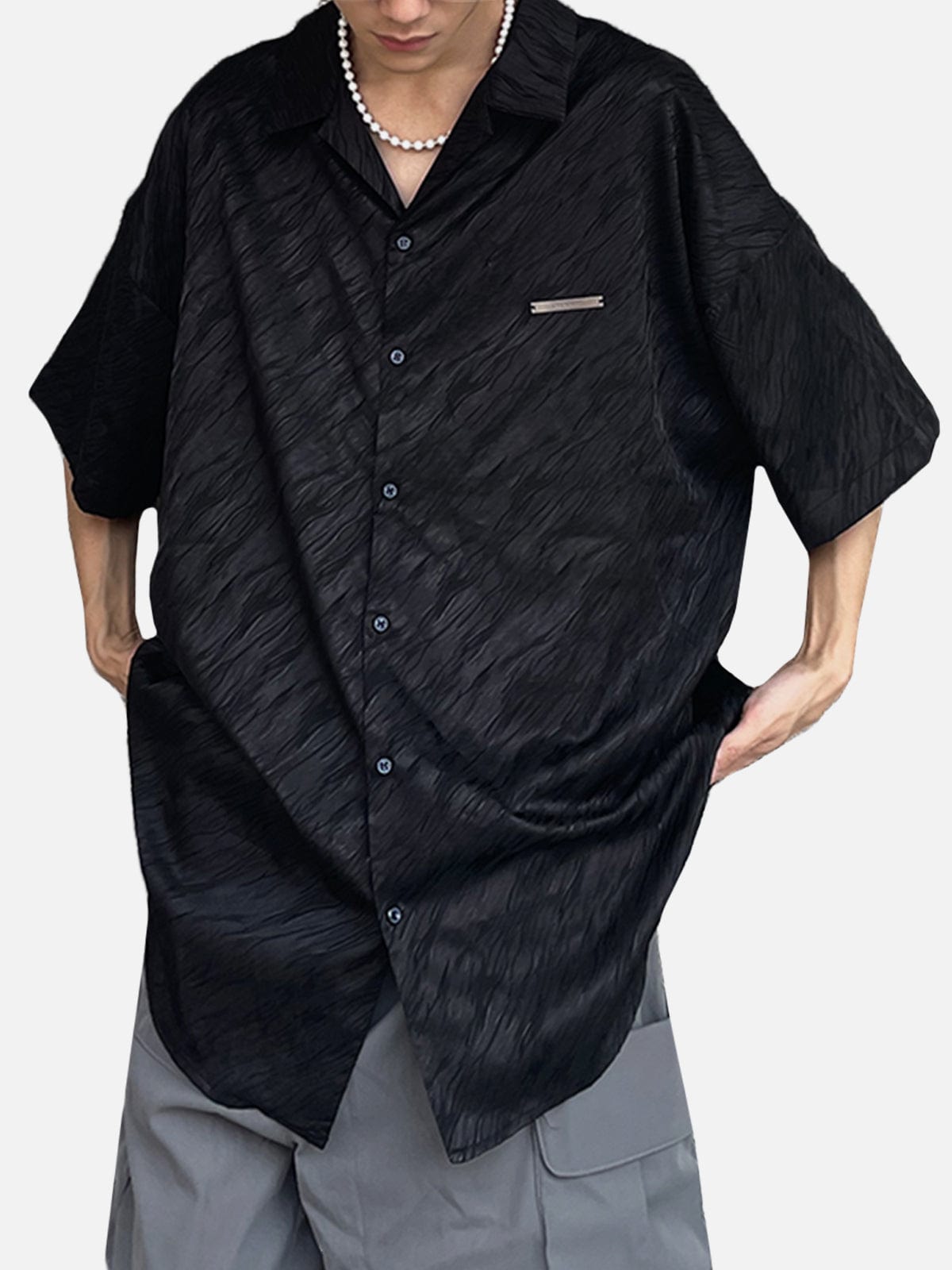 Textured Short Sleeve Shirt Streetwear Brand Techwear Combat Tactical YUGEN THEORY