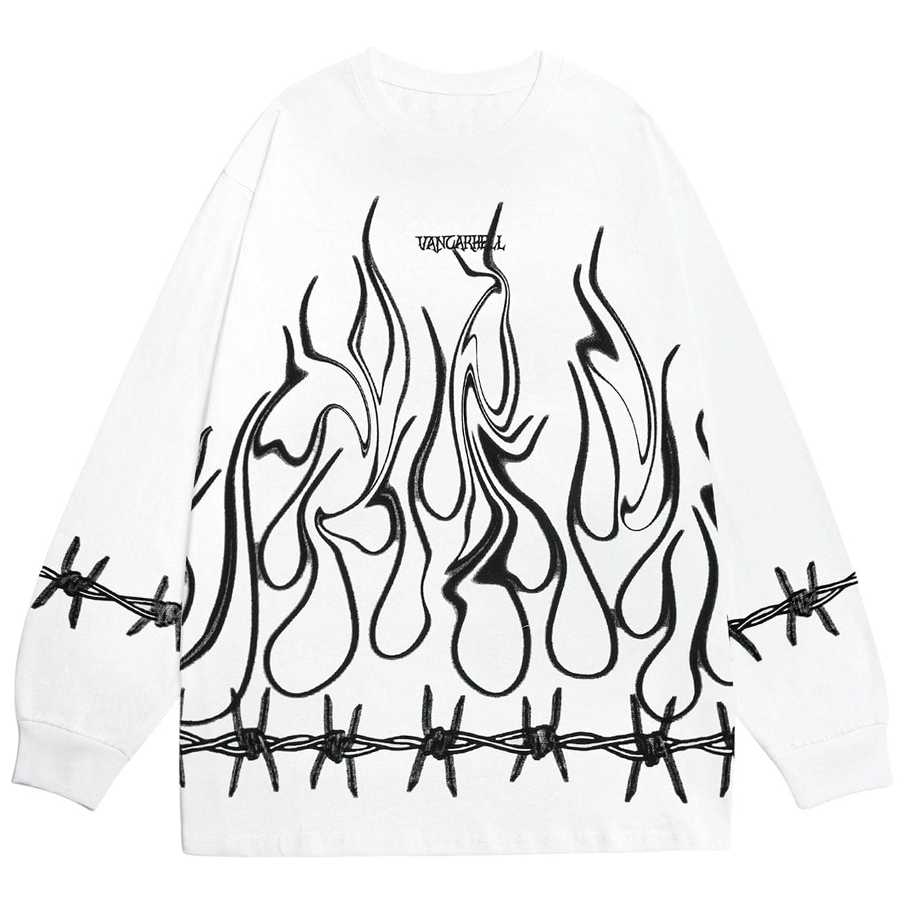 Thorn Fire Flame Cotton Oversized Sweatshirt Streetwear Brand Techwear Combat Tactical YUGEN THEORY