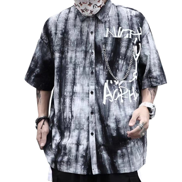 Tie Dye Print Chain Shirt Streetwear Brand Techwear Combat Tactical YUGEN THEORY