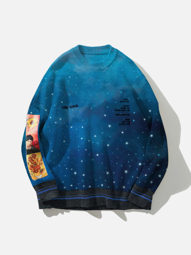 Van Gogh Print Starry Sweater Streetwear Brand Techwear Combat Tactical YUGEN THEORY