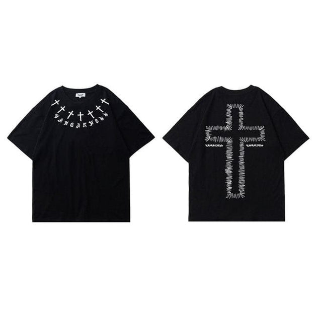 VANCARHELL Gothic Embroidered T-Shirt Streetwear Brand Techwear Combat Tactical YUGEN THEORY