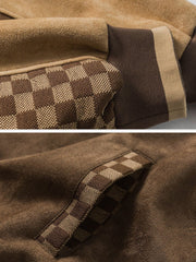 Velvet Checkerboard Patchwork Racing Jacket Streetwear Brand Techwear Combat Tactical YUGEN THEORY