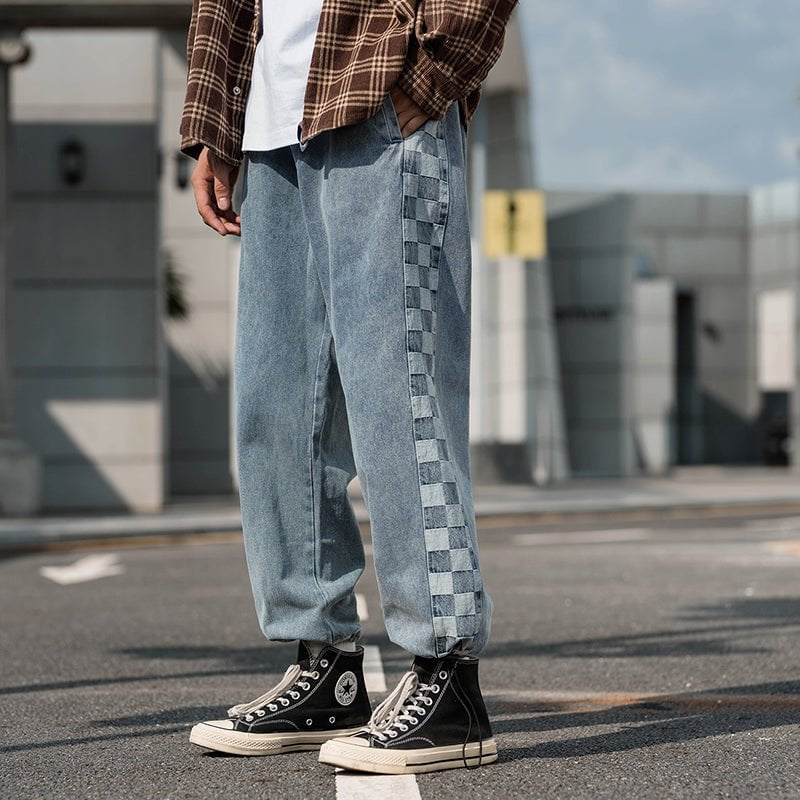 Vintage Jeans Pants Checkerboard Streetwear Brand Techwear Combat Tactical YUGEN THEORY