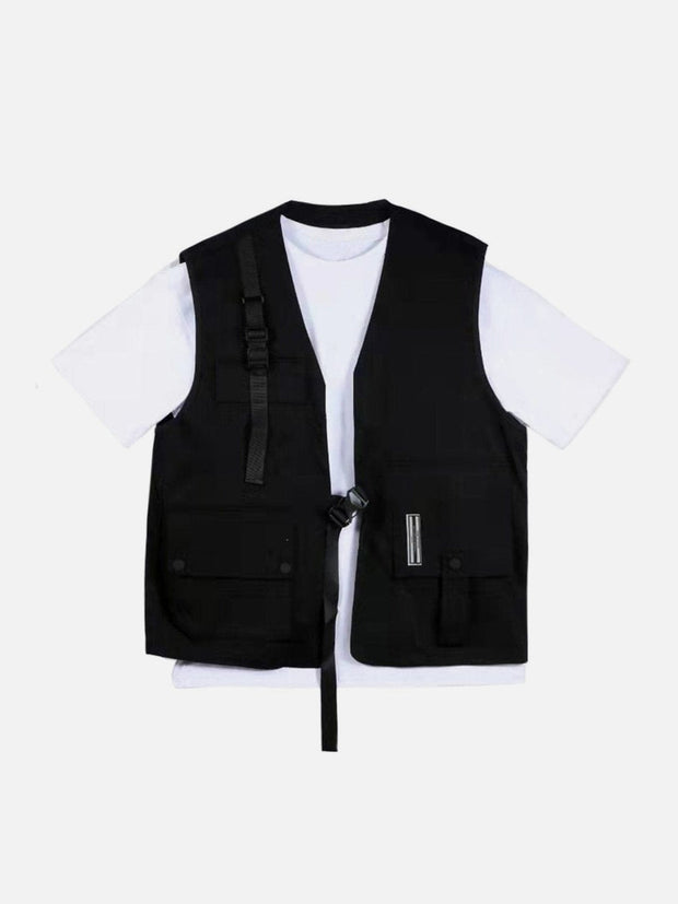 Vintage Multi Pockets Button Vest Streetwear Brand Techwear Combat Tactical YUGEN THEORY