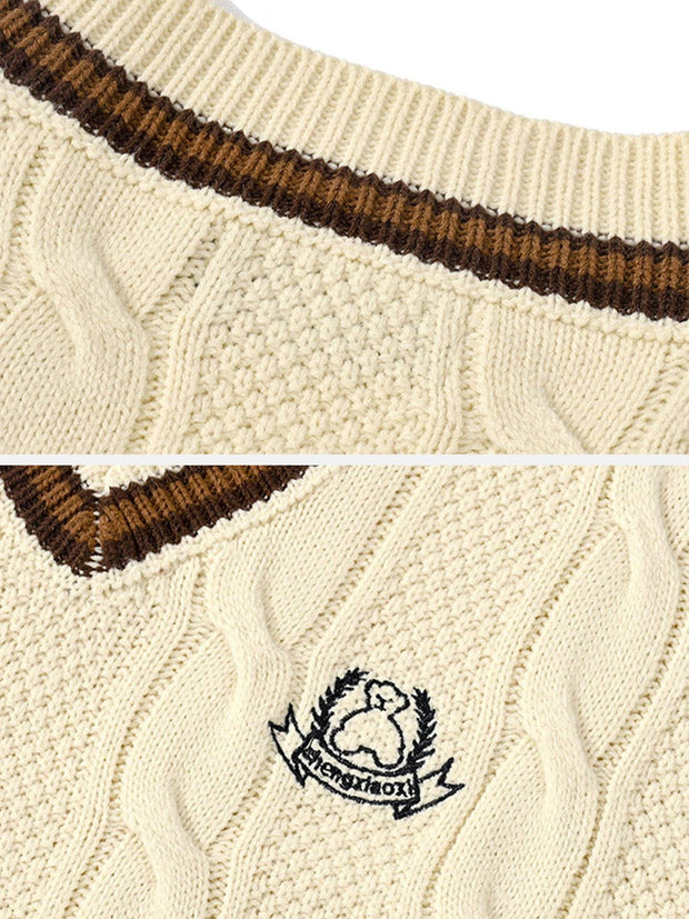 Vintage Preppy Style Knit Sweater Vest Streetwear Brand Techwear Combat Tactical YUGEN THEORY