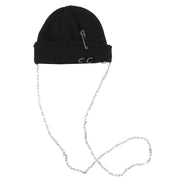 Vintage Ripped Hole Chain Knit Cap Streetwear Brand Techwear Combat Tactical YUGEN THEORY