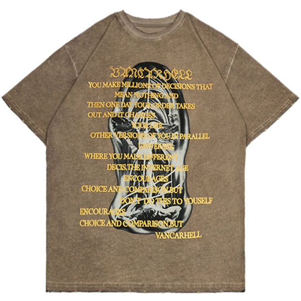 Washed Angel Statue Graphic Tee Streetwear Brand Techwear Combat Tactical YUGEN THEORY