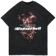 Washed Burning Flame Graphic Tee Streetwear Brand Techwear Combat Tactical YUGEN THEORY