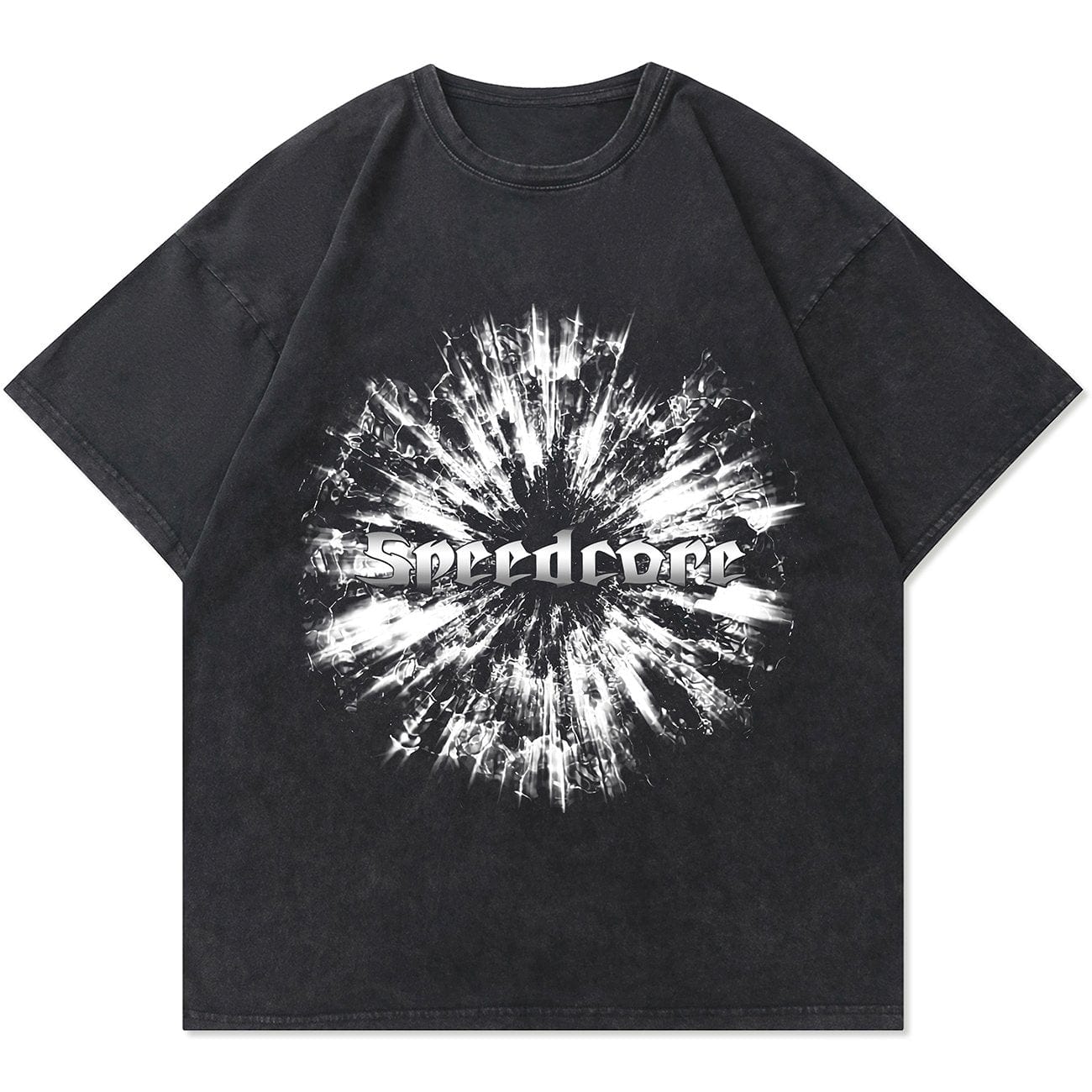 Washed Explosion Lightning Graphic Tee Streetwear Brand Techwear Combat Tactical YUGEN THEORY