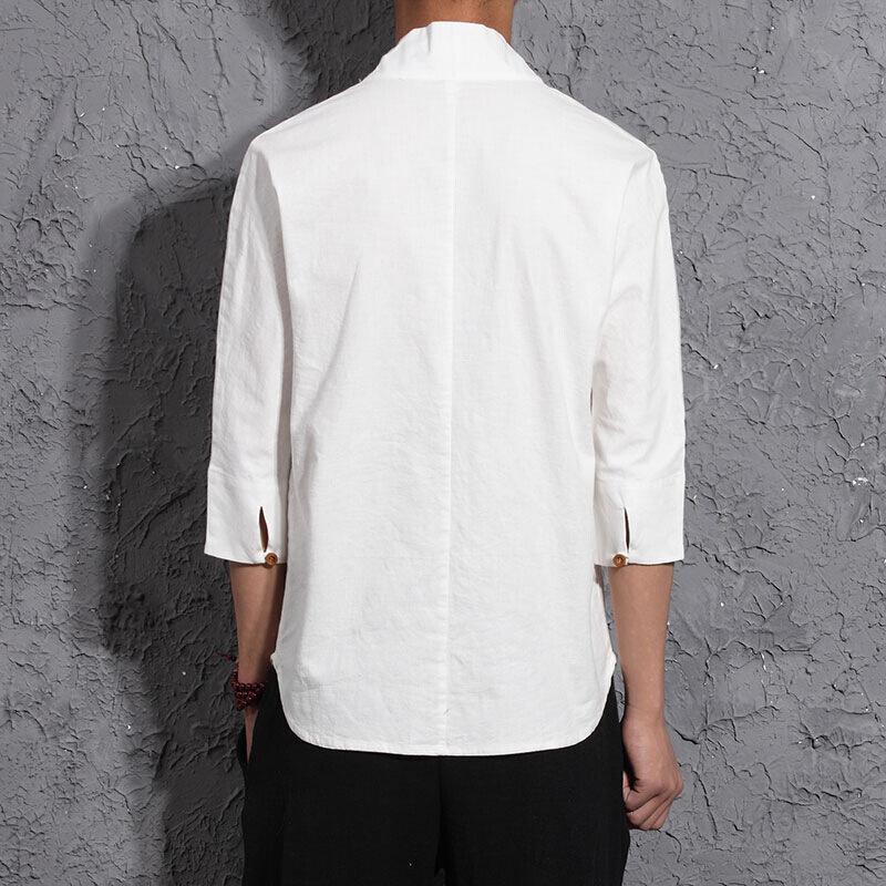 White V-Neck Causal Kimono Shirt (No Buttons) Streetwear Brand Techwear Combat Tactical YUGEN THEORY