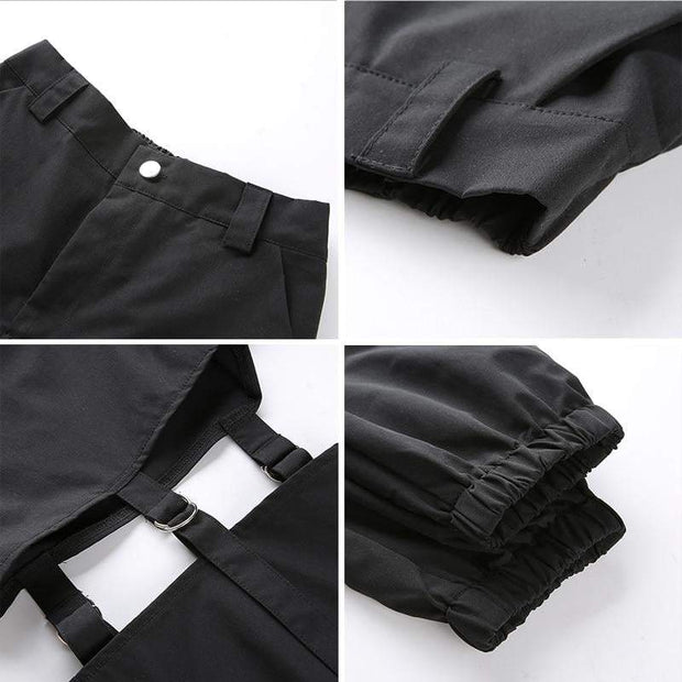 Womens High Waisted Black Cargo Pants Streetwear Brand Techwear Combat Tactical YUGEN THEORY