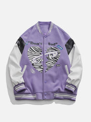 Zebra Pattern Broken Heart Varsity Jacket Streetwear Brand Techwear Combat Tactical YUGEN THEORY